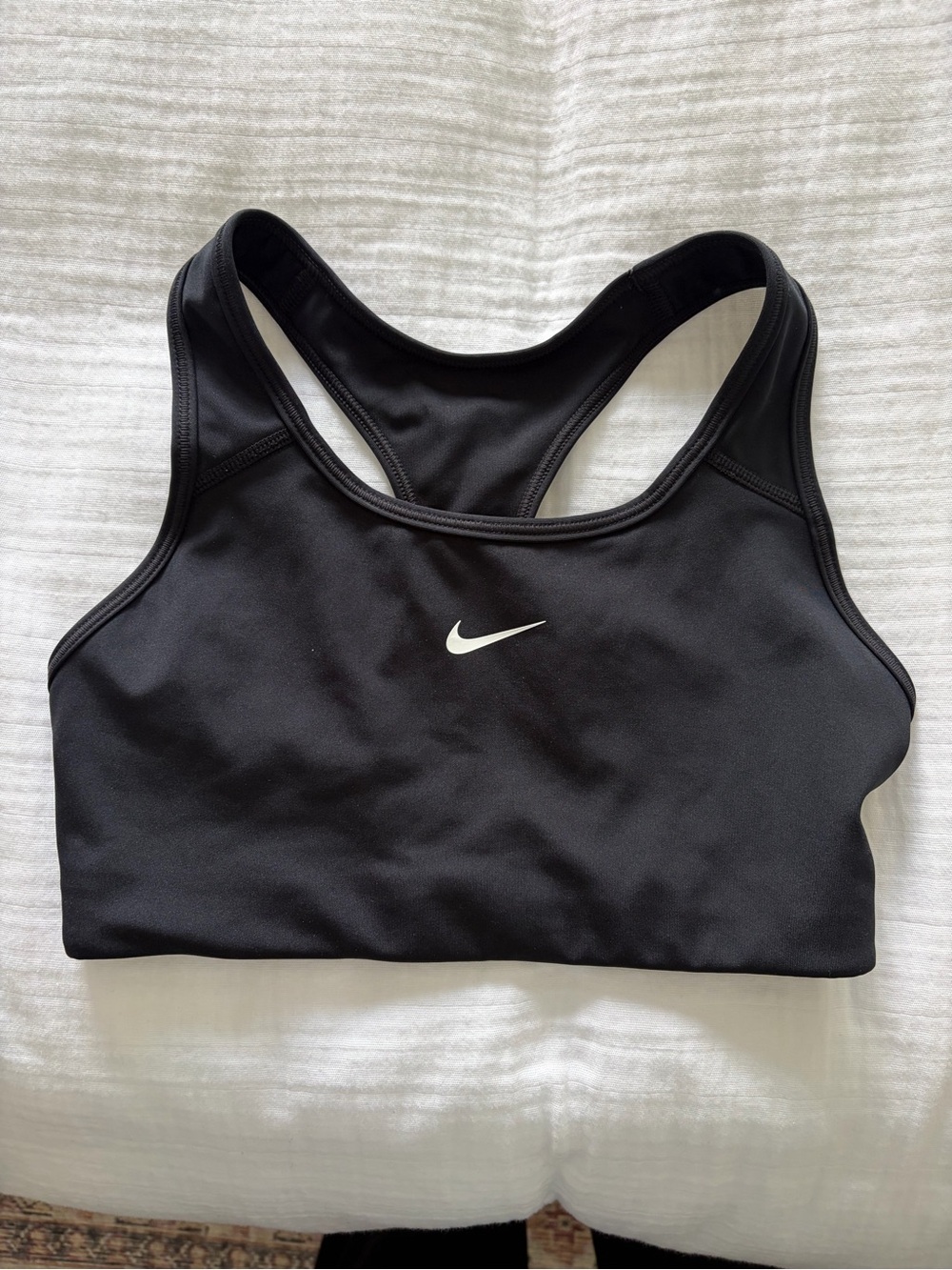 Nike Black Racerback Medium-Support Sports Bra with White Swoosh